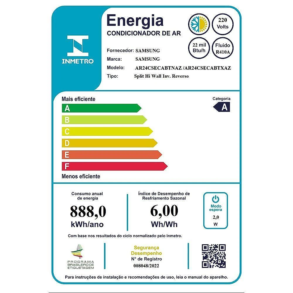 Ar condicionado split hw samsung windfree black edition 22000 btus quente/frio inverter 220v ar24csecabtxaz