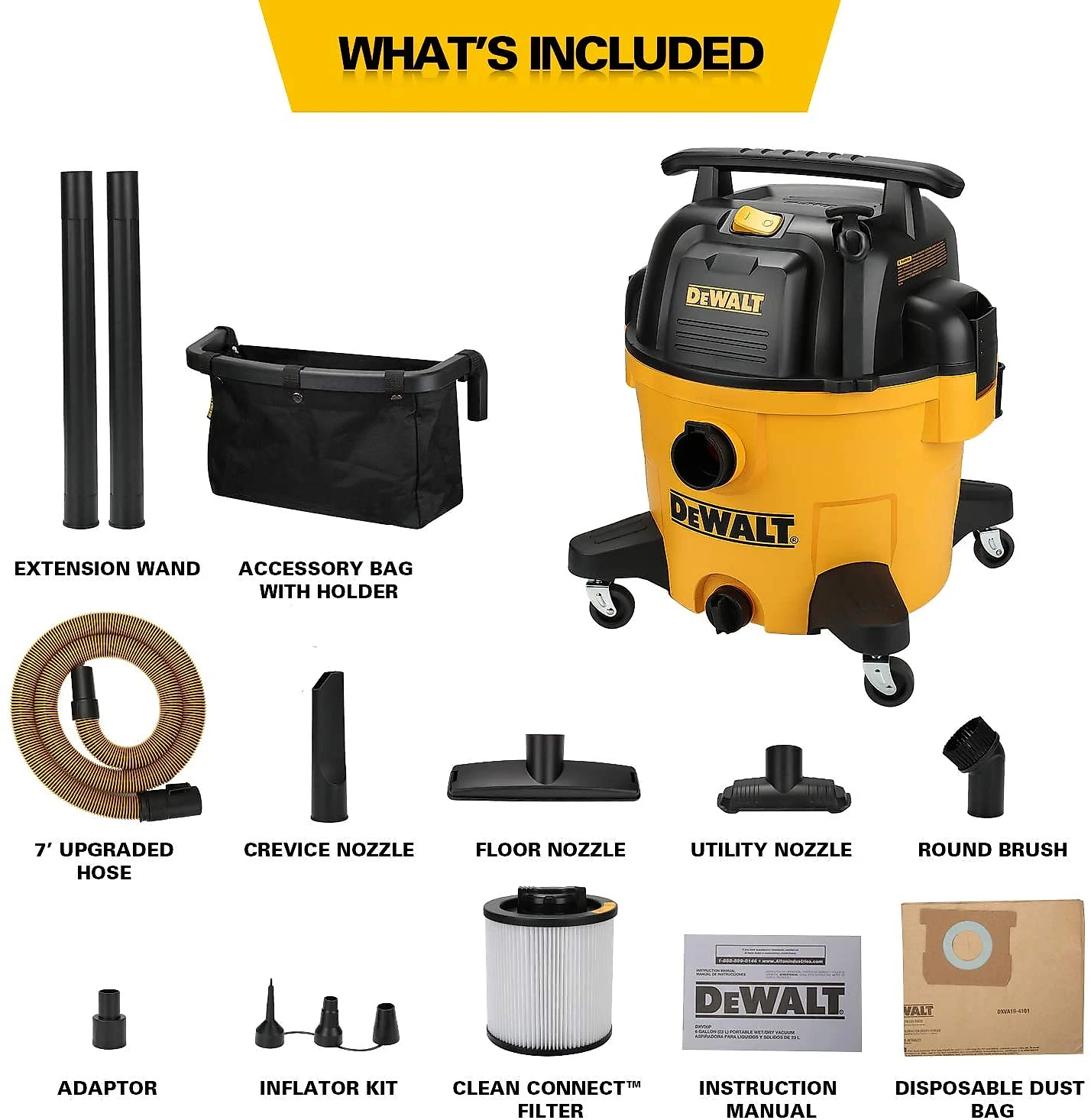 DEWALT 9 Gallon WetDry VAC HeavyDuty Shop Vacuum Yellow