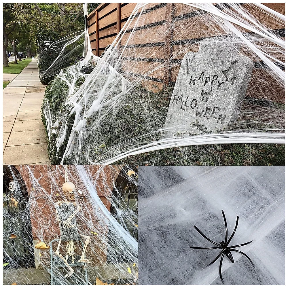 Kit de Decoração de Halloween com Teias de Aranha, JQAQJU