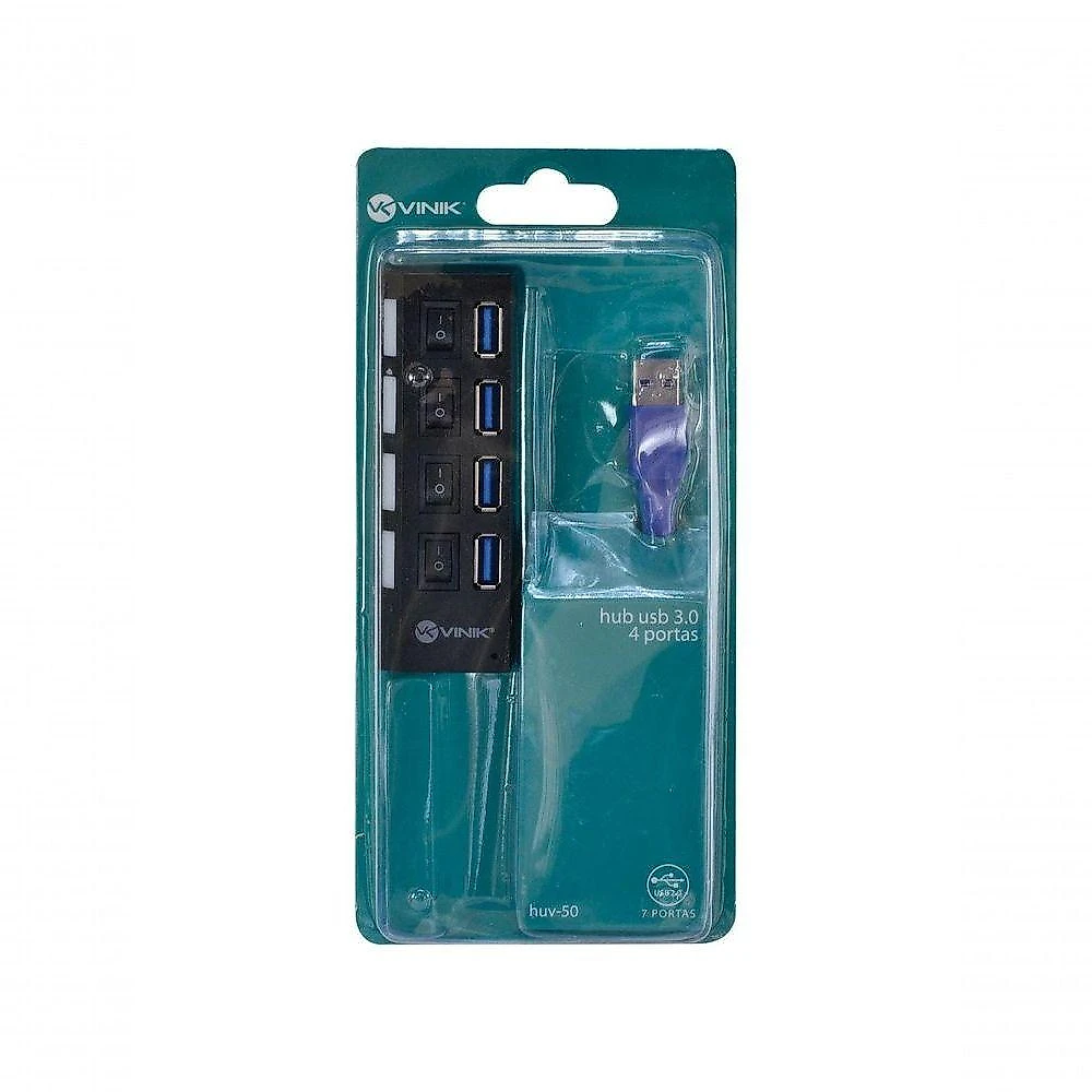 Hub USB 3.0 4 Portas HUV-50 com Interruptores Individuais e Taxa 5 GBPS Vinik