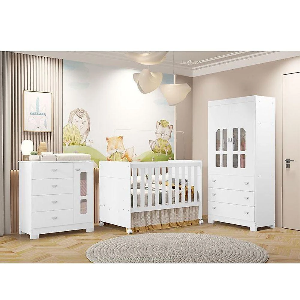 Quarto De Bebê New Katatau Branco Acetinado - Reller