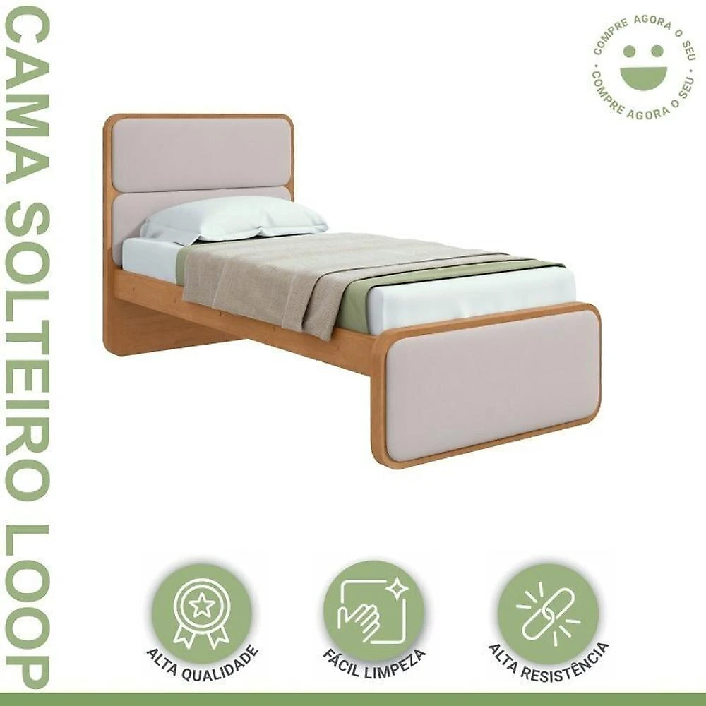 Quarto Infantil com 2 Camas de Solteiro Loop e 1 Cômoda Maggiore Quarto Infantil com 2 Camas de Solteiro Loop e 1 Mesa de Cabeceira Maggiore Amêndoa Clean / Off White