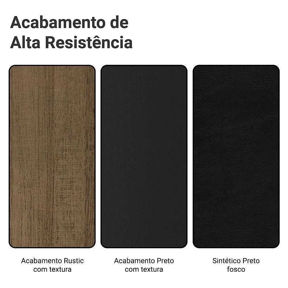 Conjunto sala de jantar madesa sheila mesa tampo de madeira com 4 cadeiras - rustic/preto preto/rustic