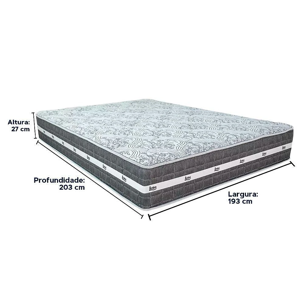 Cama Box Bege E Colchão Black Graphite Molas Ensacadas King 193x203x27 Anjos