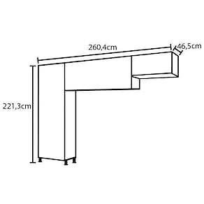 Armário de Cozinha Compacta Bartira Jaspe com 6 Portas, 3 Gavetas e 6 Prateleiras - 260,4cm de largura Branco/Cinza
