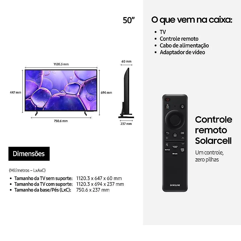 Smart TV 50 Polegadas Samsung Crystal UHD 4K - UN50U8600 