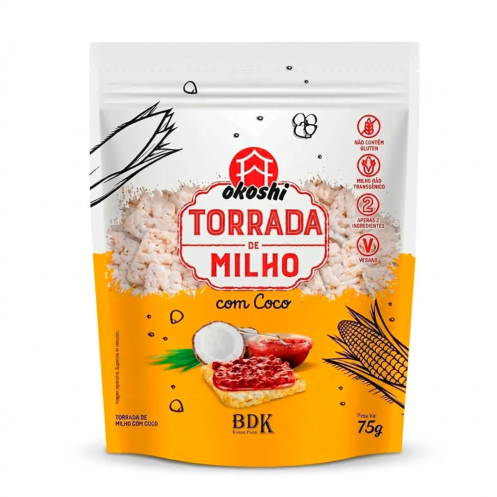 Torrada de Milho Okoshi com Coco Sachê 75g