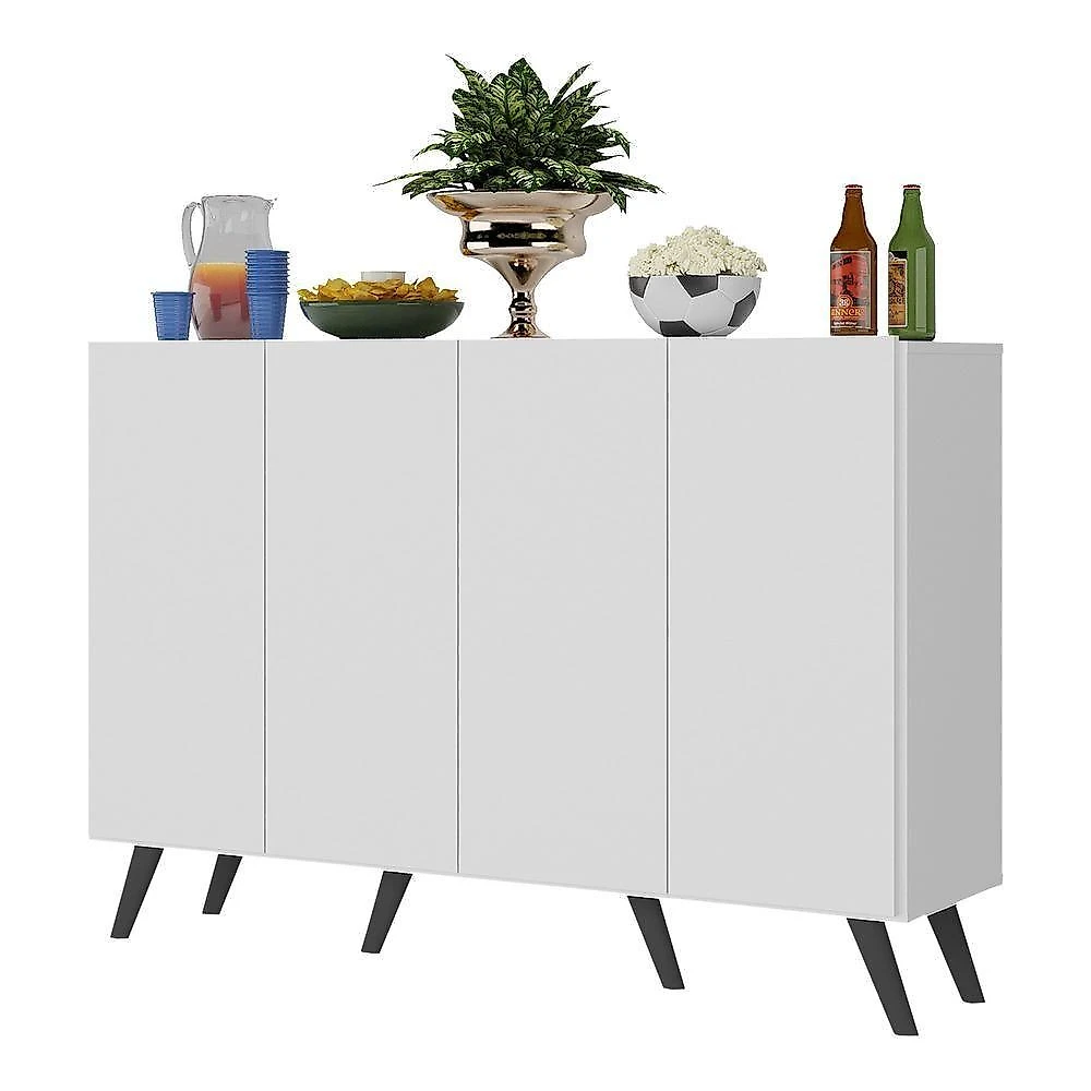 Aparador Buffet 4 Portas Retrô Alemanha Br3556 Branco Preto