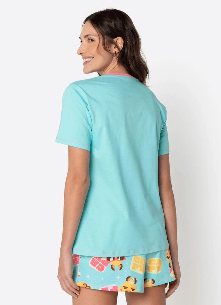 Pijama manga curta algodão feminino capy bora