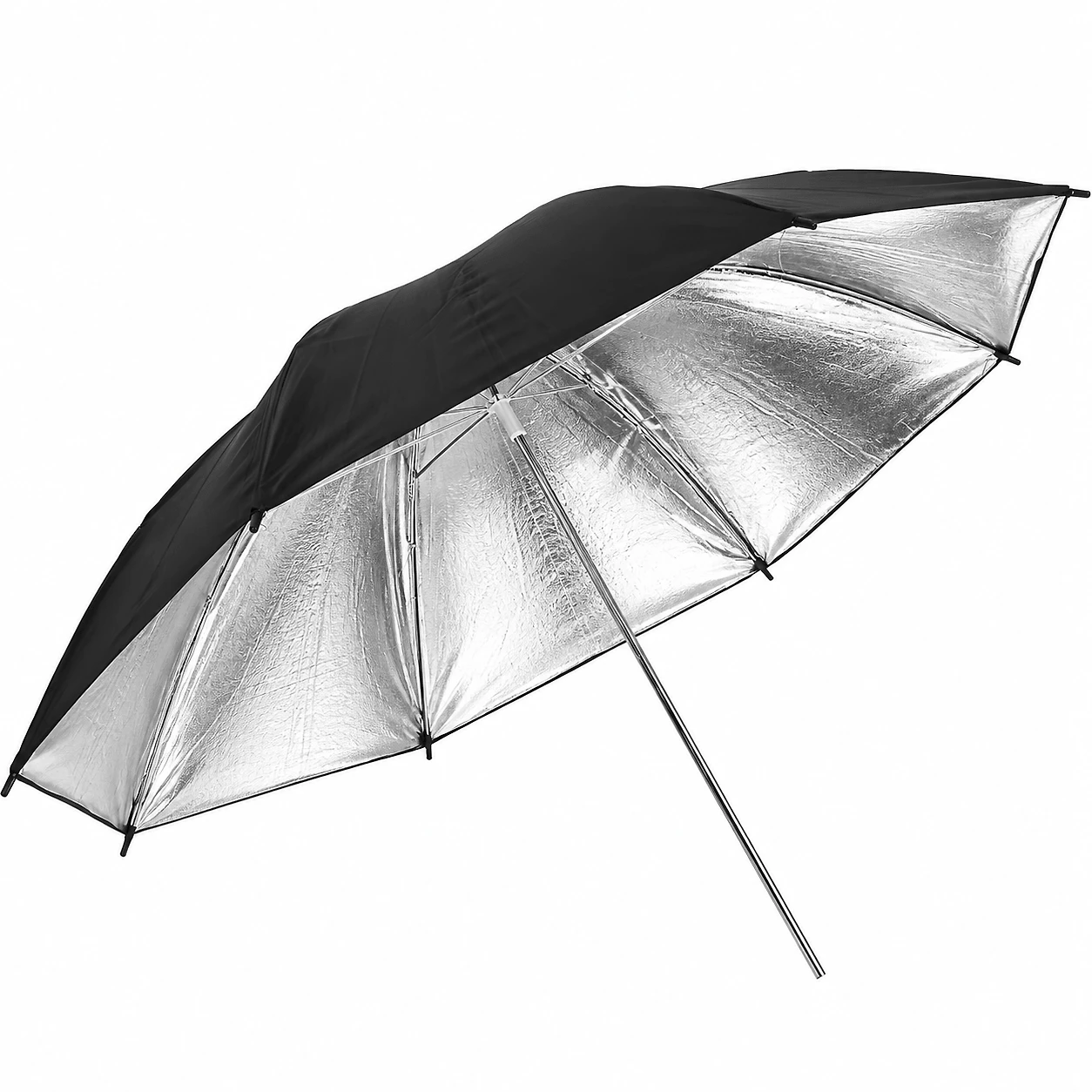 Sombrinha Refletora 90cm Guarda-Chuva Fotográfico Preto/Prata para Estúdio
