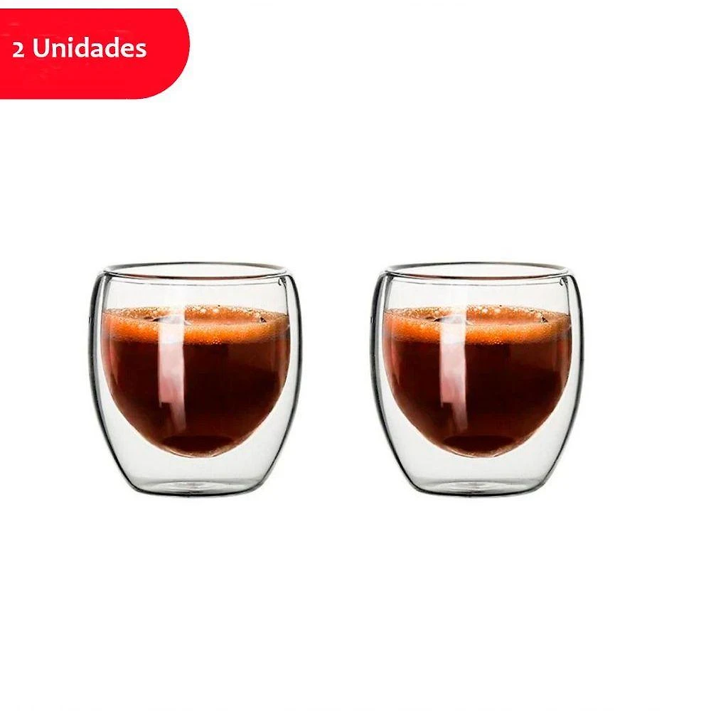 Jogo de Copos de Vidro Parede Dupla 80ML em Vidro Borossilicato para Bebidas Transparente Jocenter