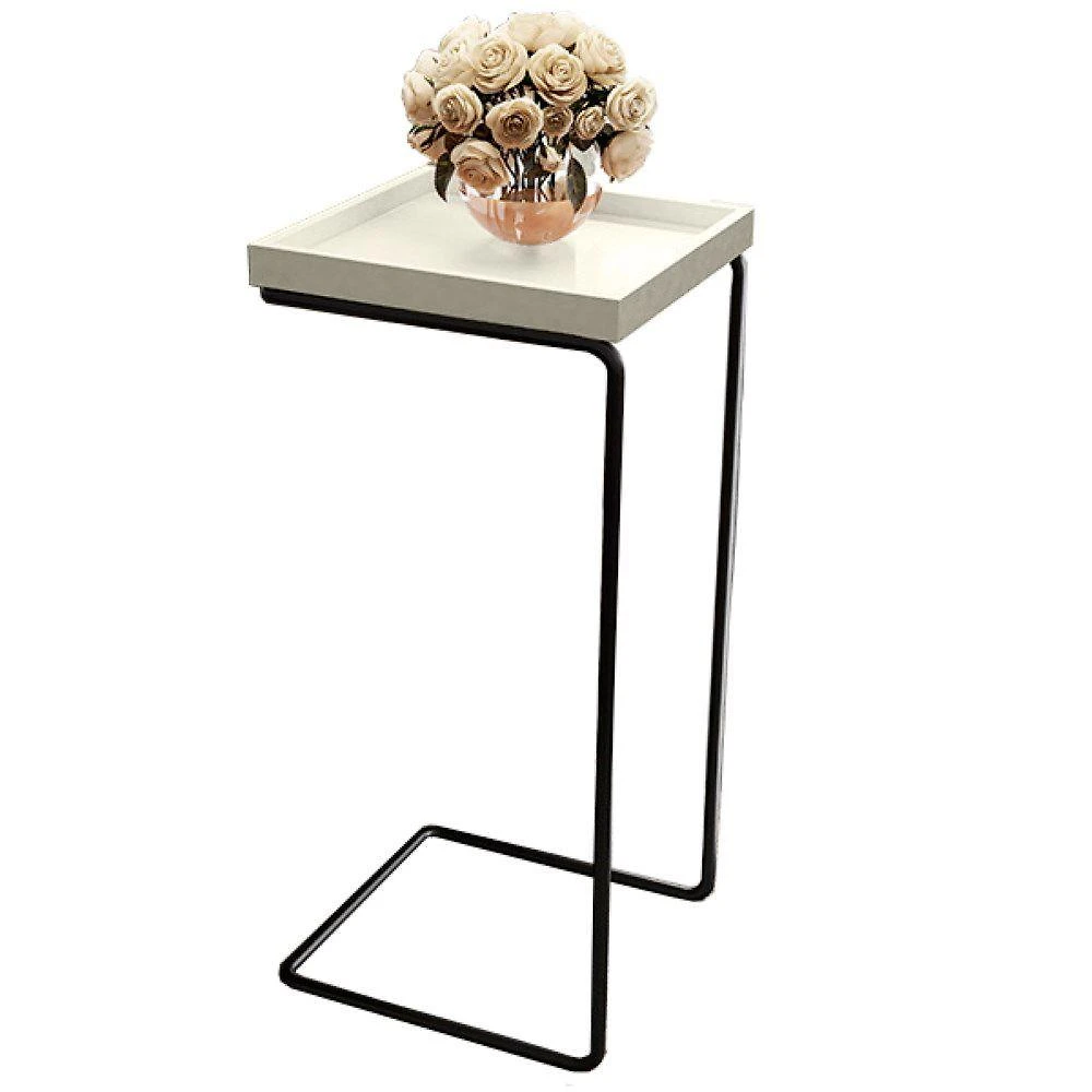 Mesa de Apoio Lateral para Sofá Retangular MDF 38CM Off White Lar Flex Móveis