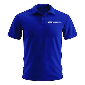 Camisa Polo Manga Curta Grupo Casas Bahia Estampada Algodão Azul
