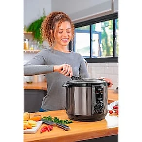 Panela de Pressão Elétrica Wap WPPE2 5L 900W Revestimento Antiaderente Gray Stone Timer Inox 110V