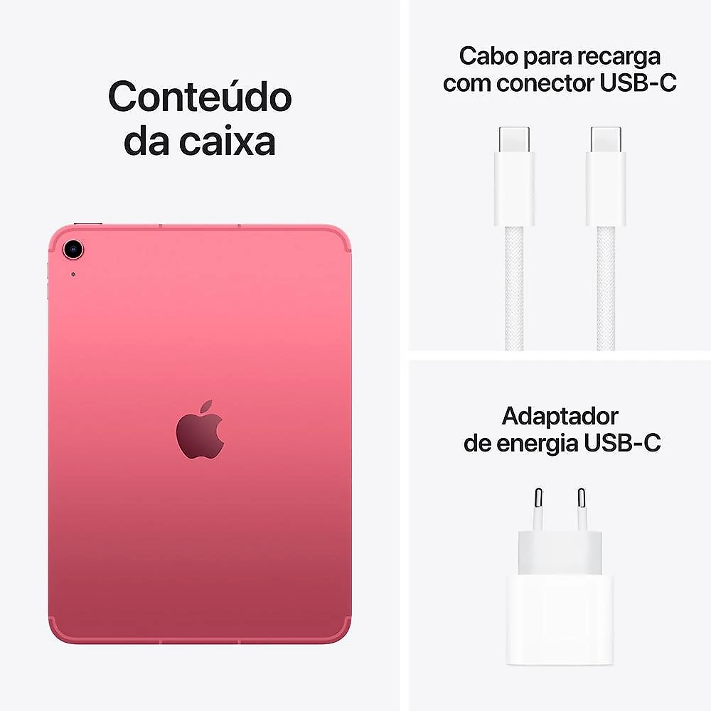 Apple iPad 11ª geração, chip A16, Wi-Fi + Cellular, 256GB - Rosa