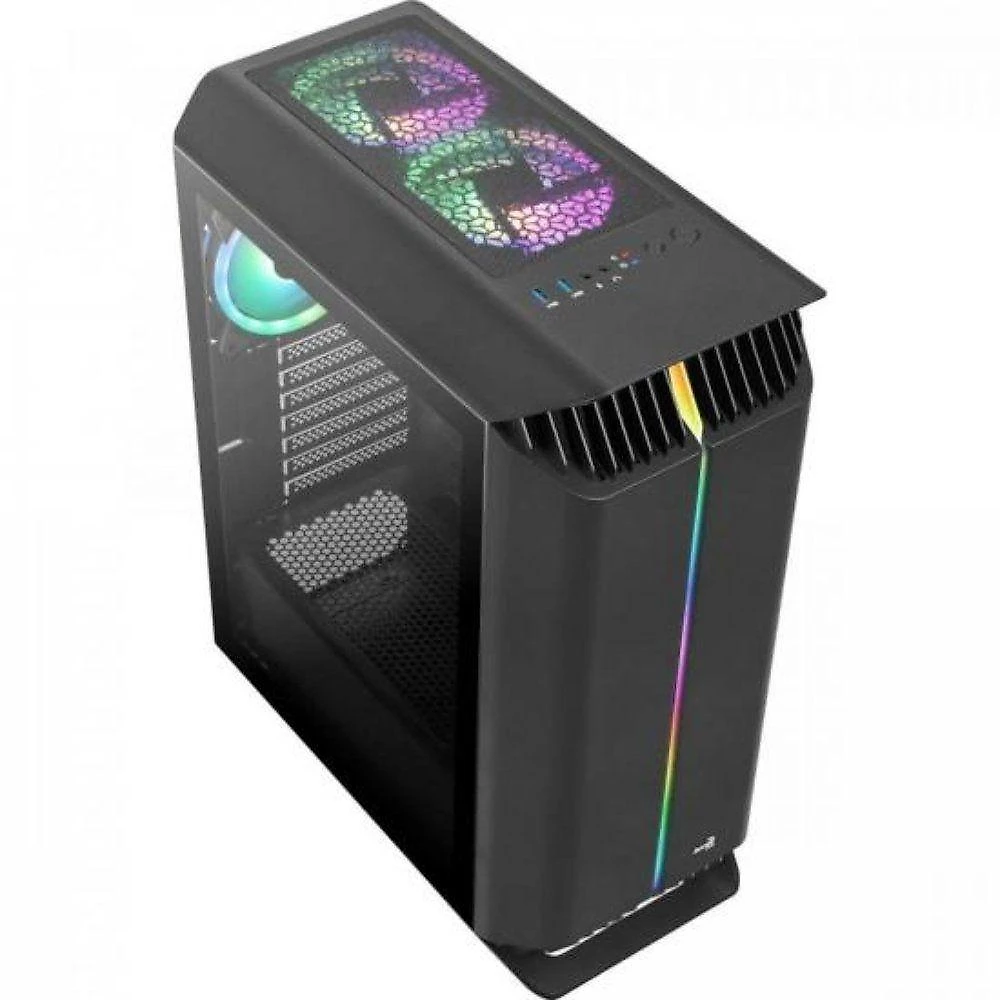 Gabinete Gamer Gladiator Mid Tower ATX Vidro Temperado com RGB Preto Aerocool