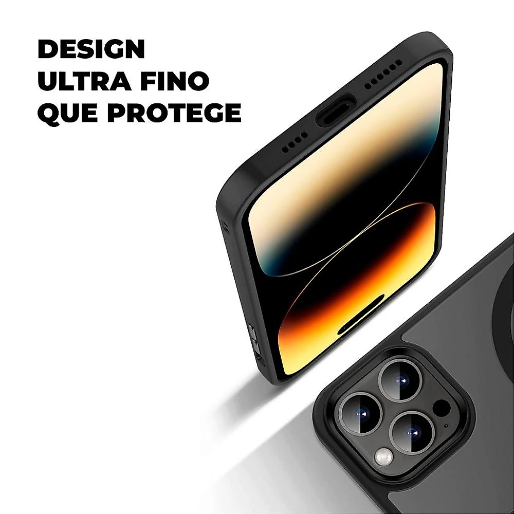 Kit Capa Magsafe Preta e Pelicula Dual Glass Preta para iPhone 13 Pro - Gshield