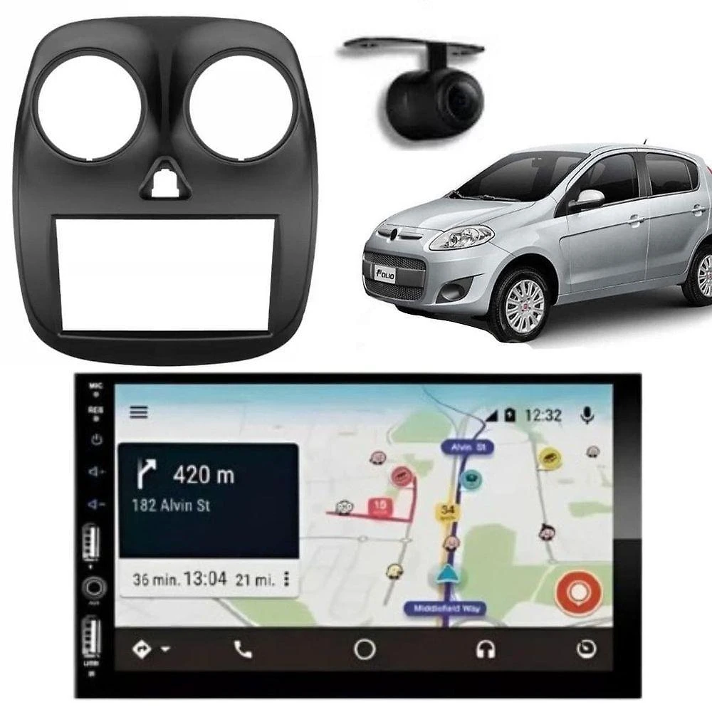 Central Multimídia Automotiva Carplay Android Grand Siena MP5 DVD 2DIN com Bluetooth USB SD AUX