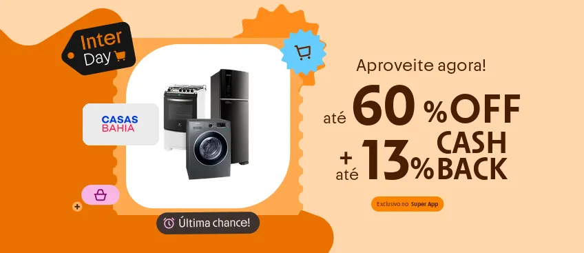 Casas Bahia com até 13% de cashback