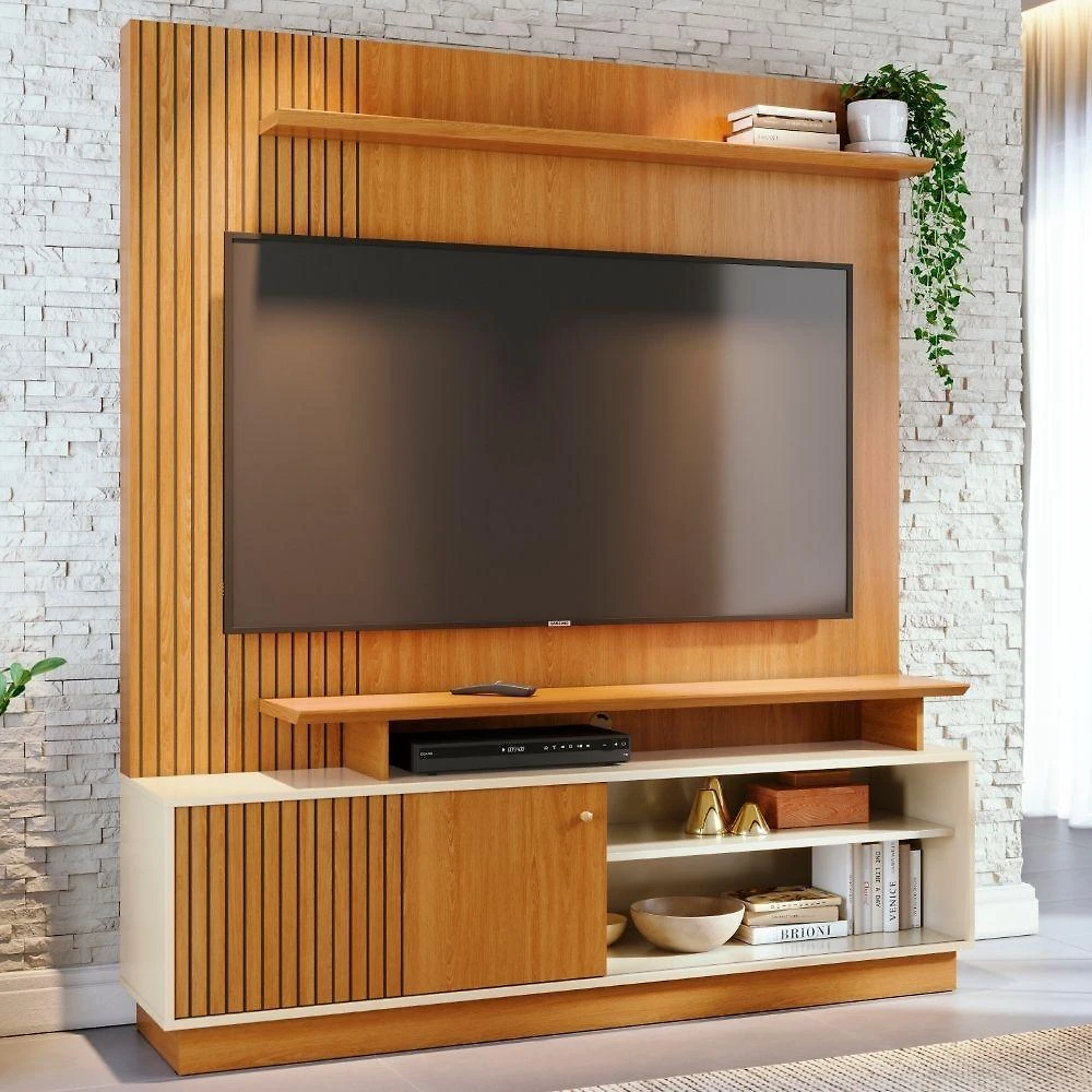 Miniatura Estante Home Para Tv 65 Polegadas Ares Cinamomo Off White Madetec