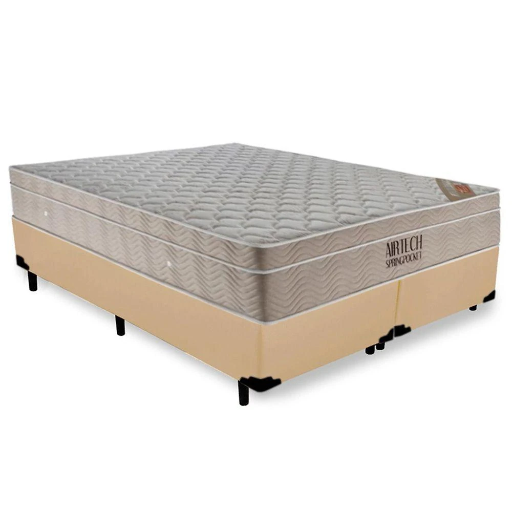 Cama Box com Colchão King Airtech Molas Ensacadas Euro Pillow Bege Ortobom