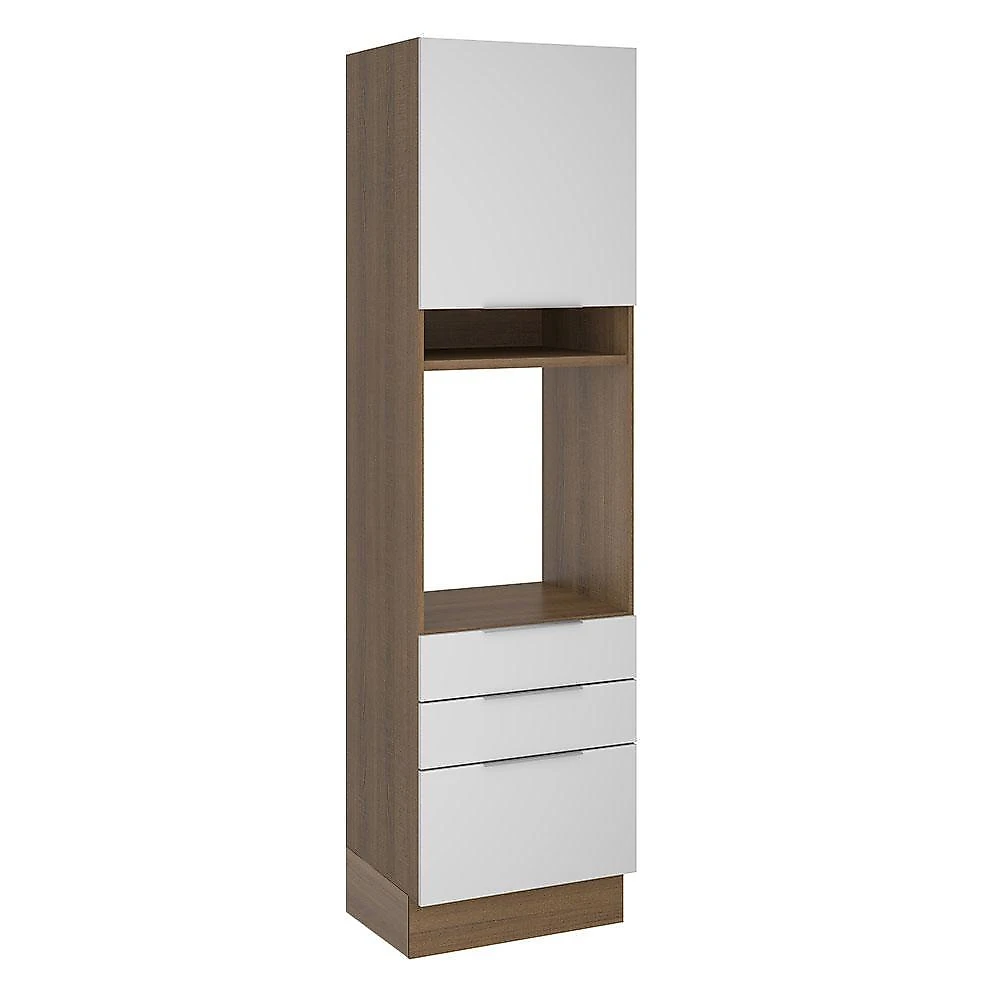 Torre quente madesa stella 60 cm 1 porta 3 gavetas - rustic/branco