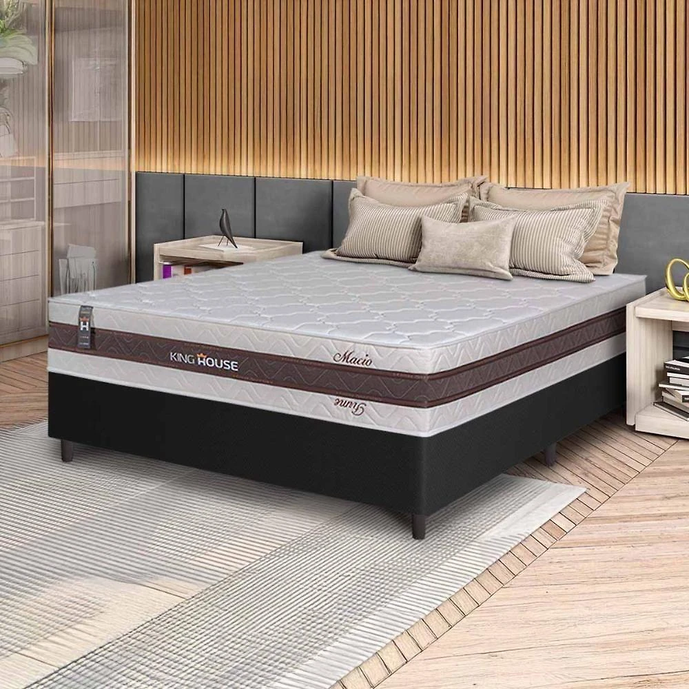 Cama Box Mali Molas Ensacadas Casal 138x188 Preto King House