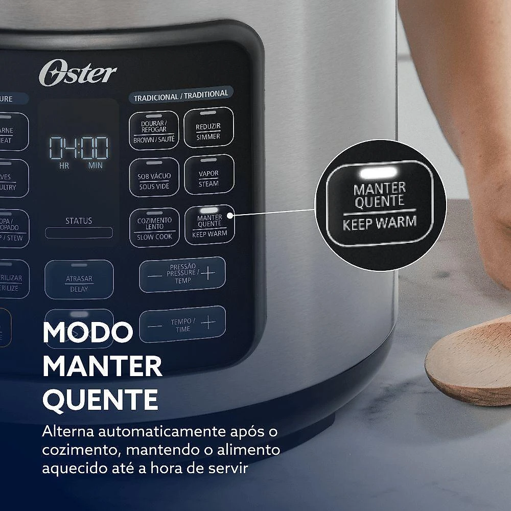 Panela de Pressão Elétrica Turbo Oster 5,7L 1400W Cinza 220V