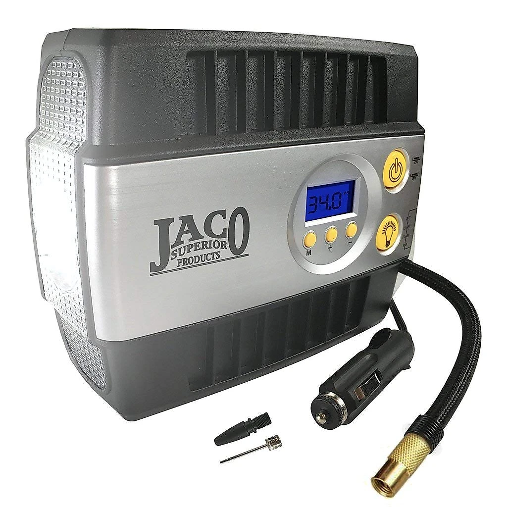 JACO Mini Compressor de Ar Elétrico Automotivo portátil 12V 100 PSI c luz LED e desligamento automático