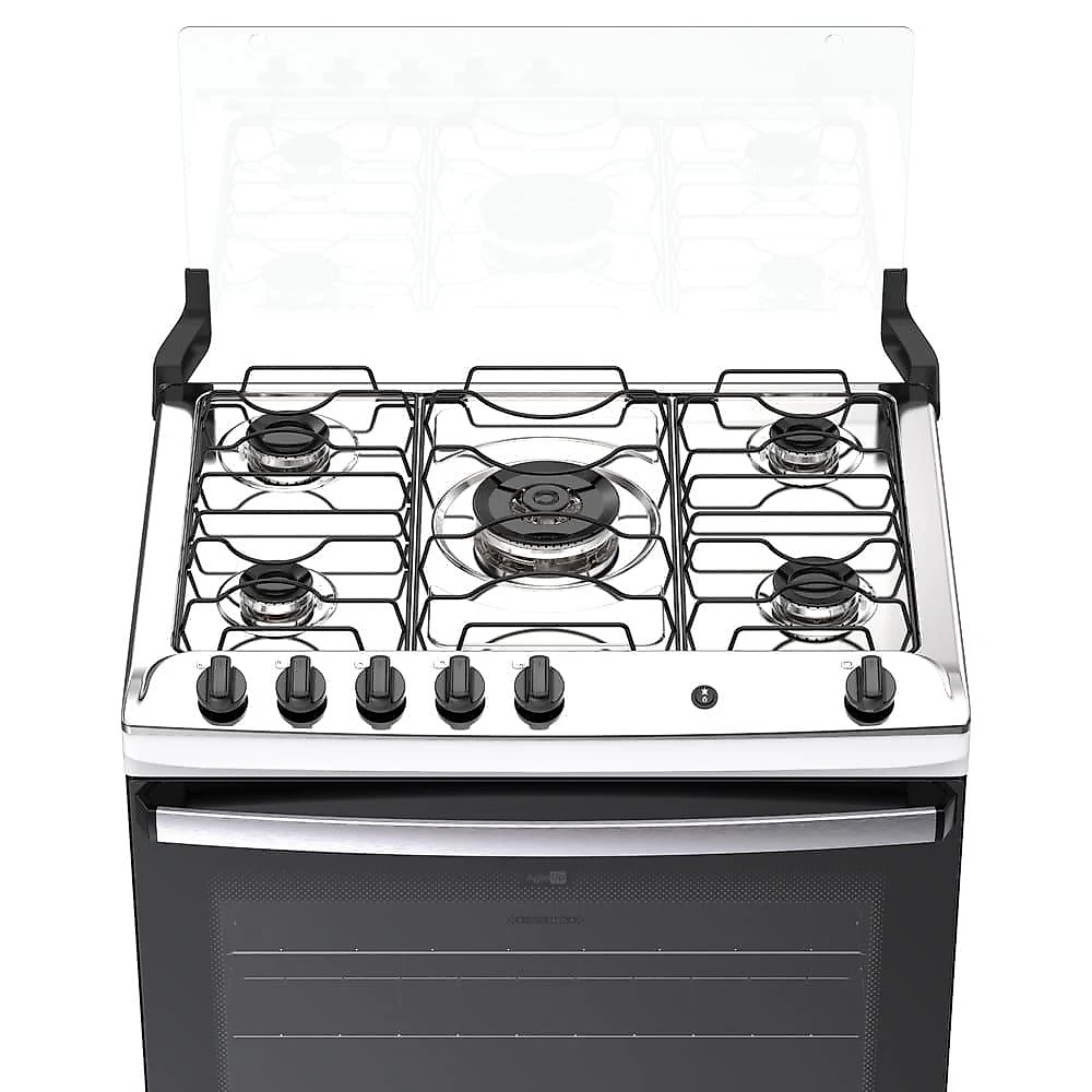 Fogão atlas agile up 5 bocas com mesa inox tripla chama e acendimento automático bivolt branco