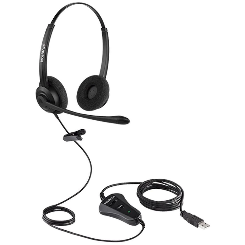 Headset Biauricular CHS 60B USB Cancelador de Ruído Intelbras