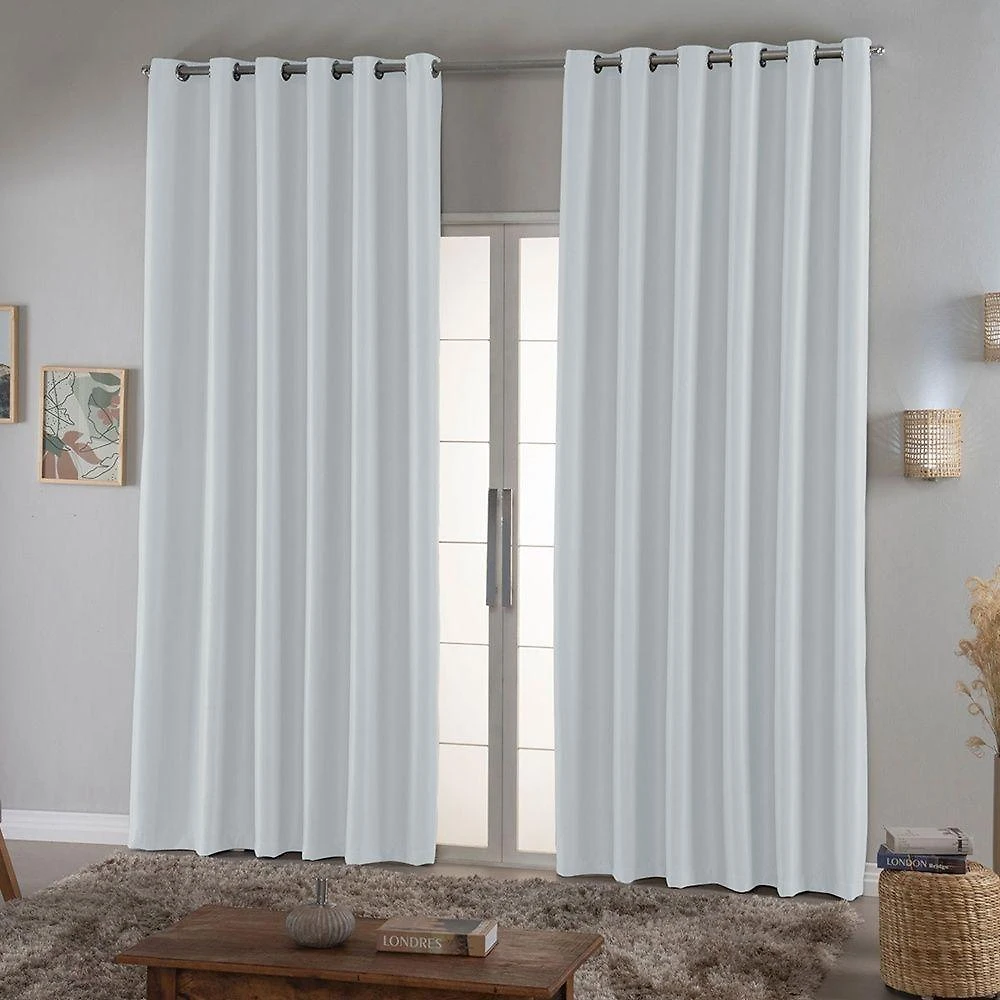 Cortina Blackout 2,00m X 1,30m Em Tecido Requinte 100% Poliéster - Branca