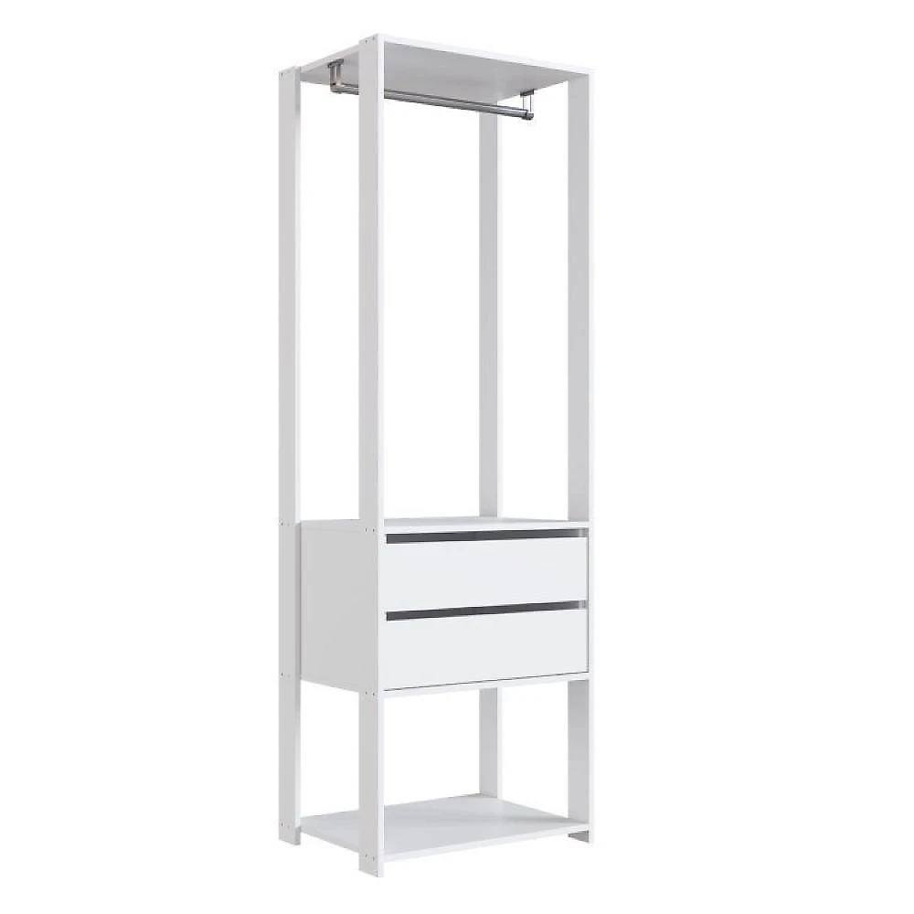 Guarda Roupa Closet 3 Peças com 3 Cabideiros 4 Gavetas 2 Nichos Easy Prodecor Branco