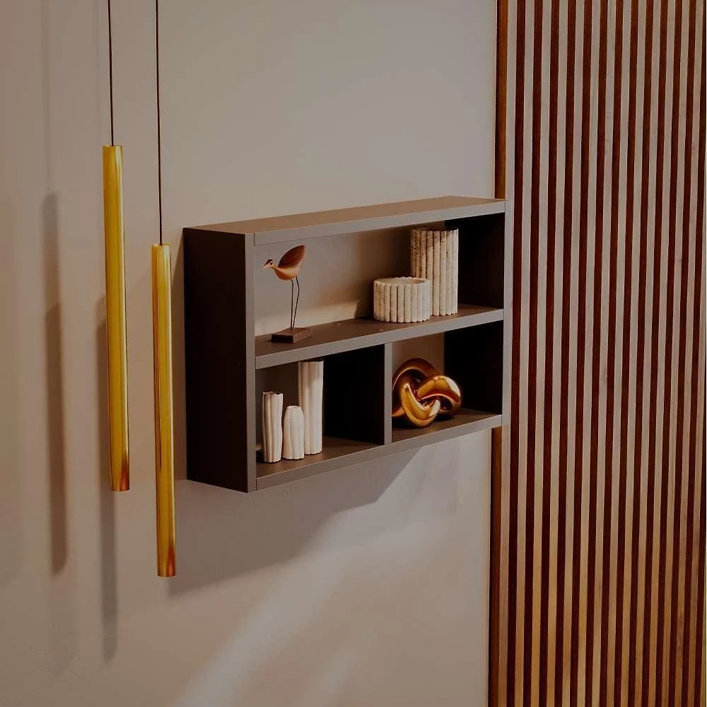 Nicho Pequim 50x30x10CM MDP Fixação Parafuso Decorativo Sala Quarto Preto Mercado das Prateleiras