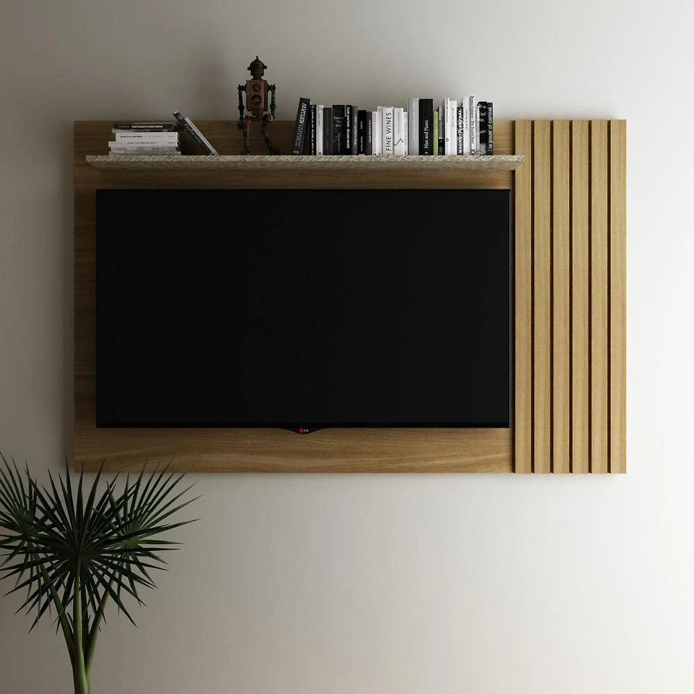 Miniatura Painel Para Tv Até 52 Polegadas 160cm Com Prateleira Multimóveis Cr45272 Amêndoa/palha