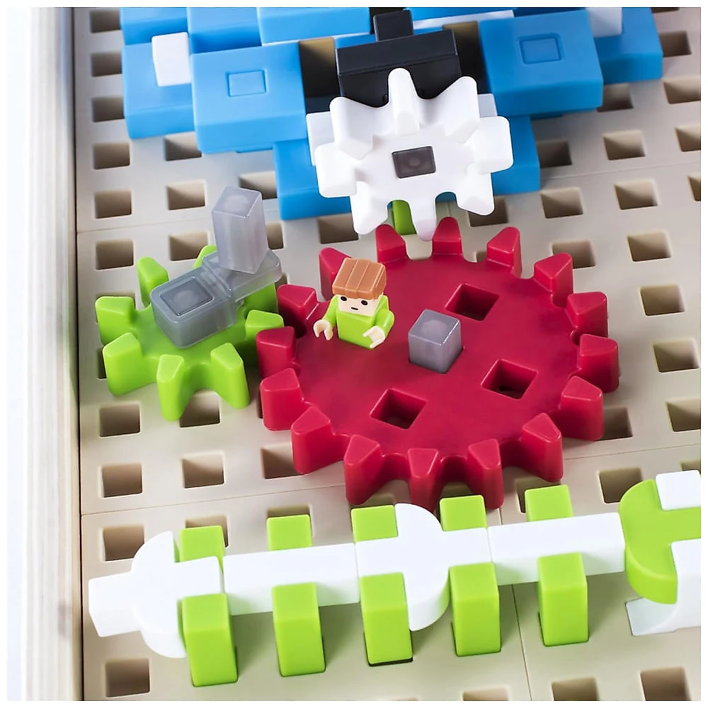 Mesa de atividades Guidecraft IO Blocks Center em madeira com 458 peças de construção e 4 bins de armazenamento - Brinquedo Educacional STEM