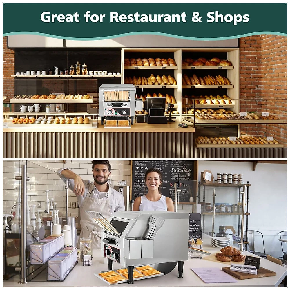 Torradeira Comercial 300 Fatias/Hora - Torradeira Elétrica de Correia 2200W em Aço Inoxidável para Restaurantes e Buffets - Resistente e Eficiente