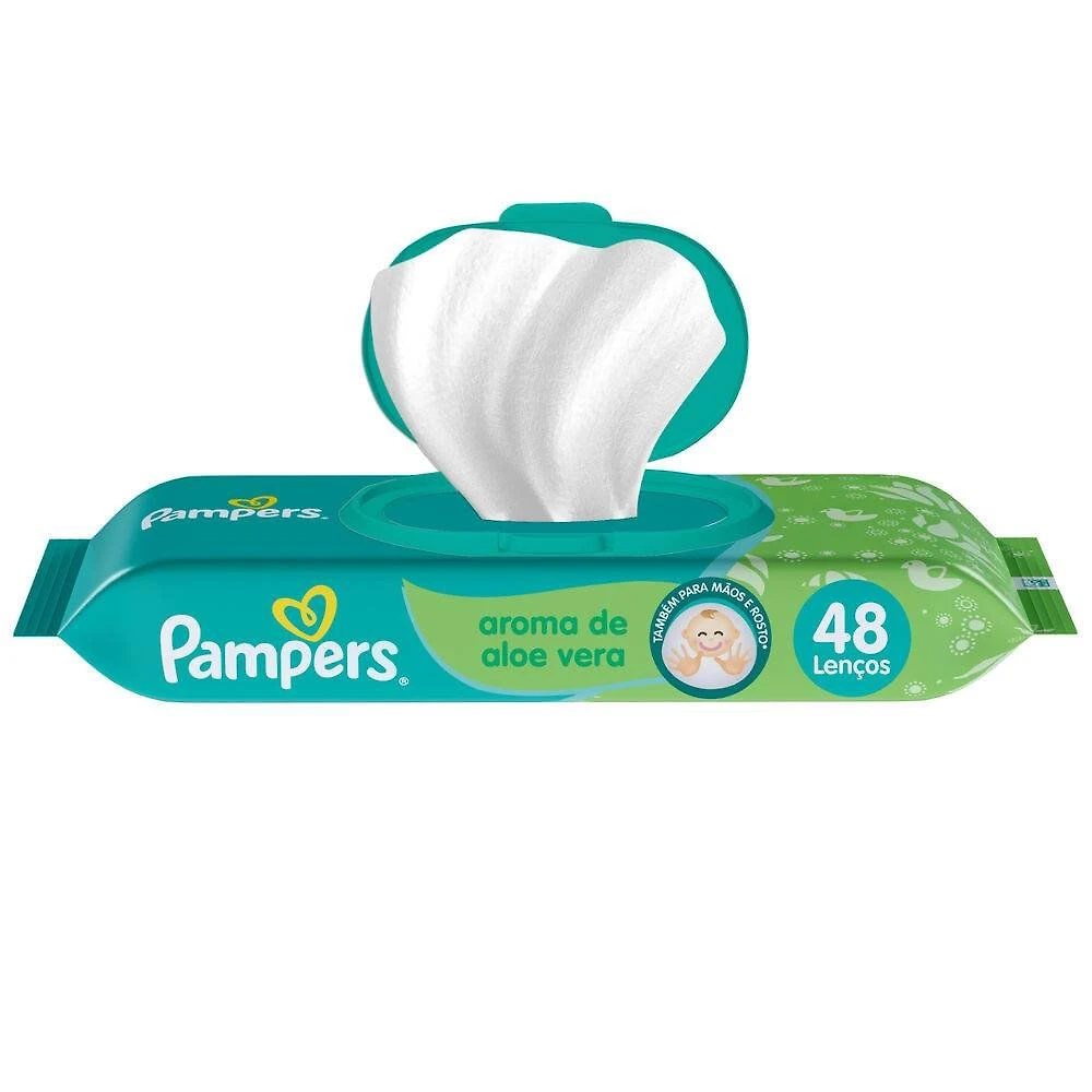 Miniatura Lenços Umedecidos Pampers Aloe Vera 576 Unidades