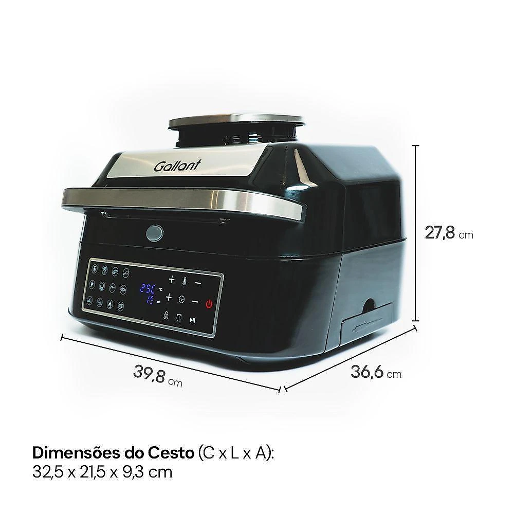 Fritadeira elétrica air fryer 12 em 1 barbecue gallant 6,5l one-touch gfe06 220v (gfe06bta-pt220)