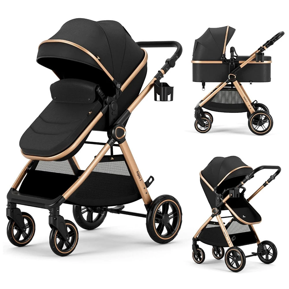 Carrinho de Bebê 2 em 1, Moisés Conversível para Bebês de 0 a 36 Meses - Luxo e Conforto para seu Bebê!ACCOMBE