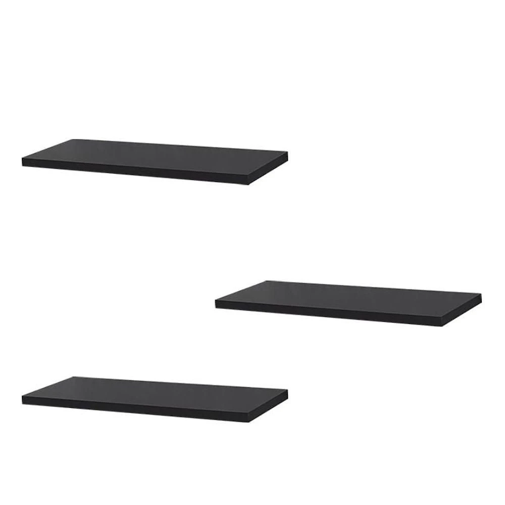 Prateleira Kit 3 40X15CM MDP Fixação Suporte Invisível Moderno Sala Preto Mercado das Prateleiras