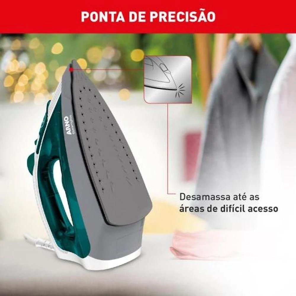 Ferro de Passar a Vapor Arno Steamgliss 1200W Base Antiaderente Azul 110V
