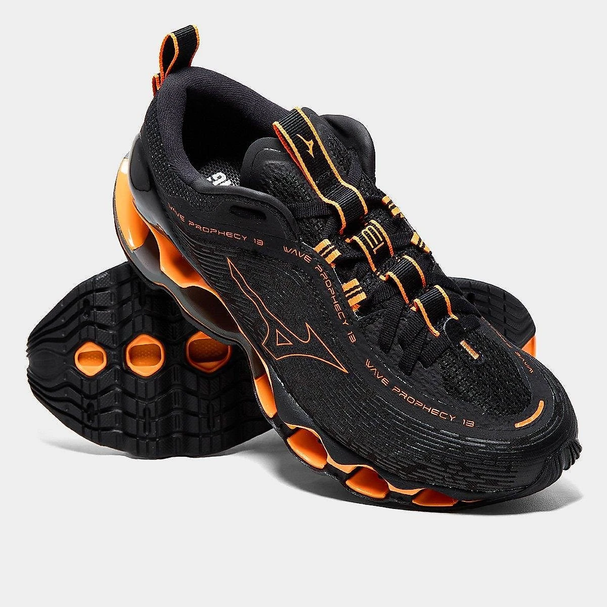Tênis Mizuno Wave Prophecy 13 Masculino Preto+Laranja Escuro - 38