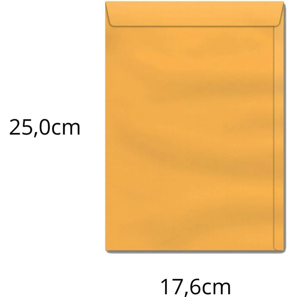 Envelope Saco Scrity Kraft Ouro 80g 176x250MM 25 Unidades