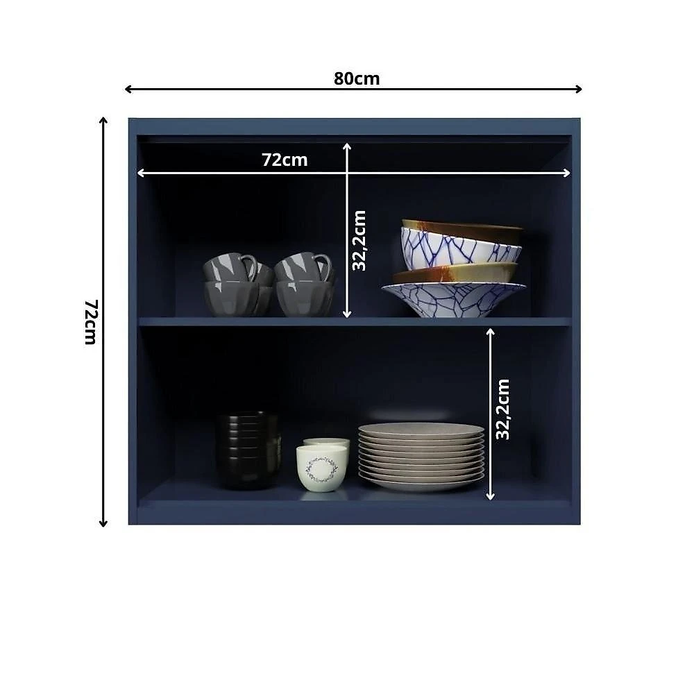 Cozinha Compacta Modulada 7 Portas 3 Gavetas 100% Mdf 2 Tampos Sevilha Azul Órion