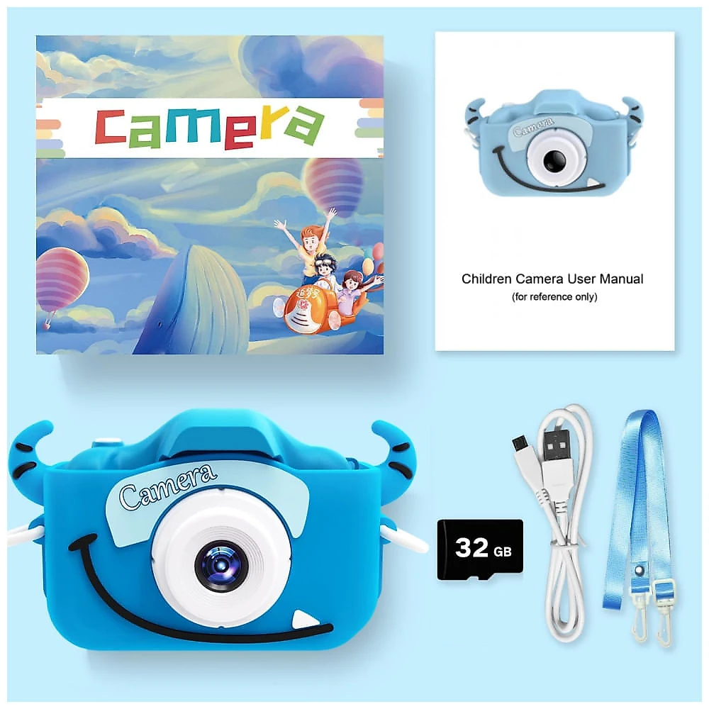 Câmera infantil Goopow para crianças de 3 a 8 anos, com vídeo HD 1080p, 12 MP, zoom digital 8x, 28 molduras divertidas, 3 jogos.
