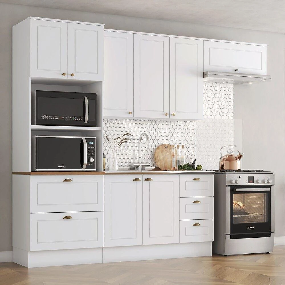 Cozinha Modulada America 8 Portas 5 Gavetas MDF Branco Hp Nature Móveis Henn