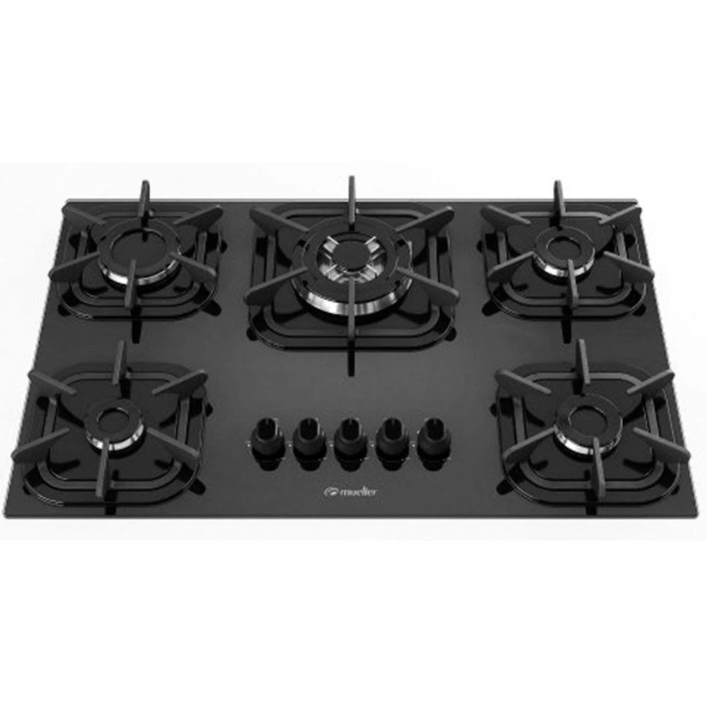 Cooktop Mueller 5 Bocas Com Queimador Tripla Chama Preto Bivolt