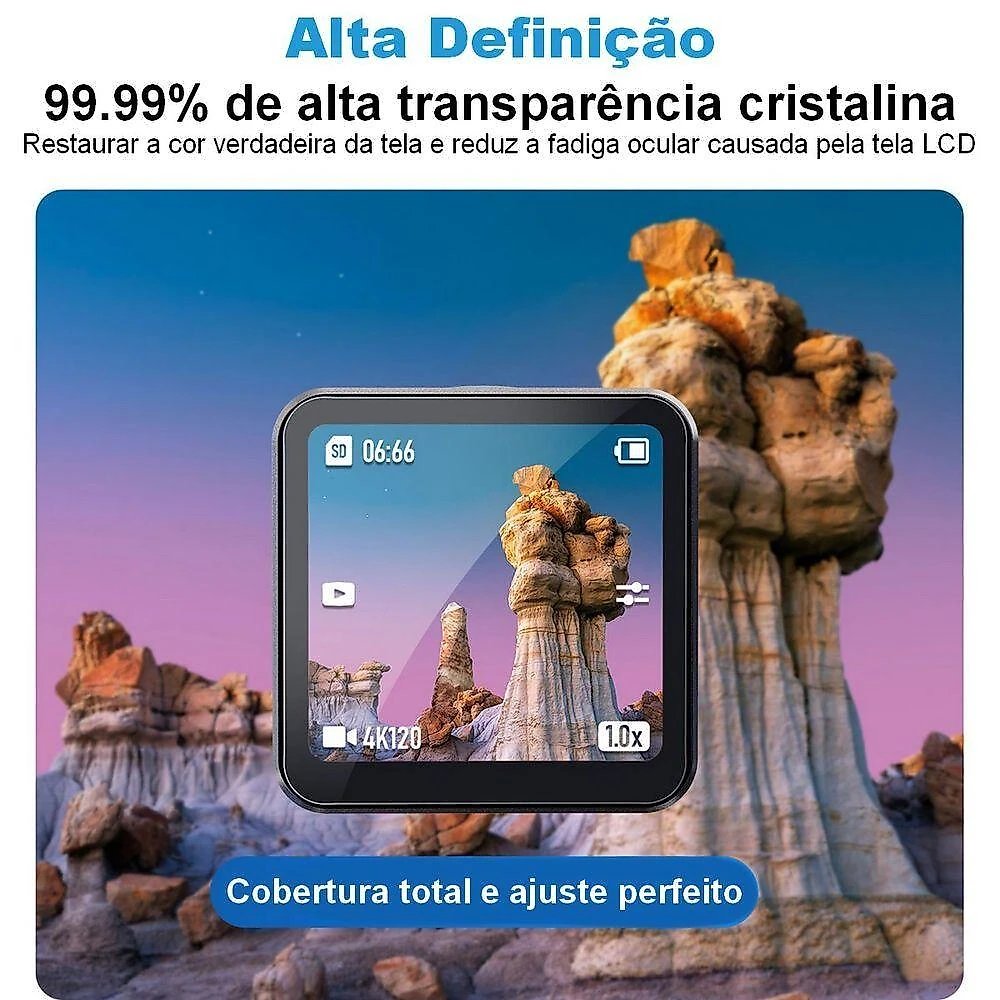 Kit Películas Vidro Lente E Tela Câmera Dji Action 2 Power Combo