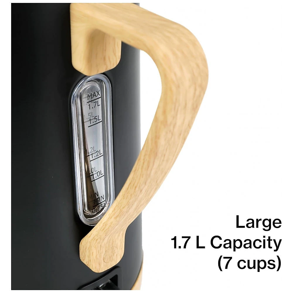 Chaleira elétrica inox PantryPro preta fosca 1,7L 1500W fervedor rápido com desligamento automático Rapid-Boil, 110V